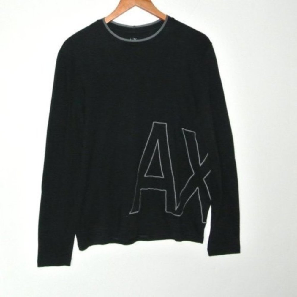 Armani Exchange Black Long Sleeve Crewneck with AX Logo